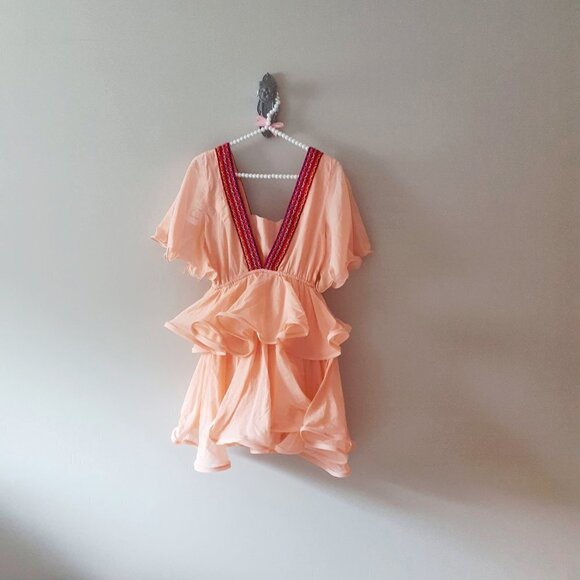 NWT Pitusa peach Talullah ruffle mini dress - Picture 6 of 7